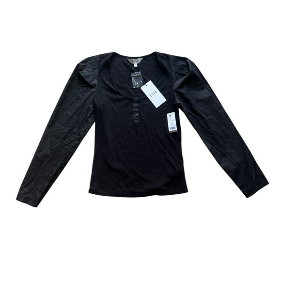 Joie Nadine Long Sleeve Top NWT Women’s size XS Cavier Black - Picture 3 of 9